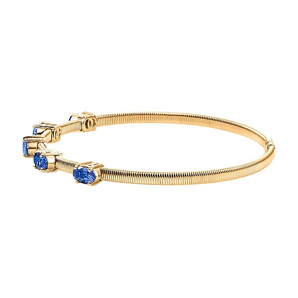 Shop Lc Luxoro Premium Ceylon Blue Sapphire 2.85 Ctw Cuff Bracelet In 10K Yellow Gold (7.25 In)