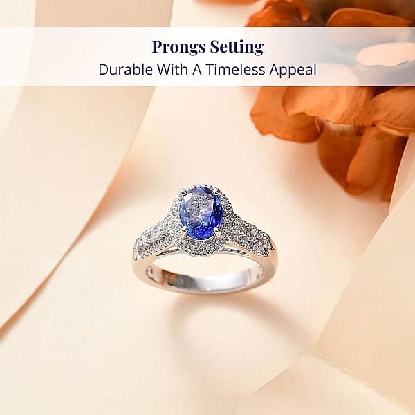 Shop Lc Luxoro Premium Ceylon Blue Sapphire And G-H I2 Diamond 2.00 Ctw Modern Minimalist Ring In 10K White Gold