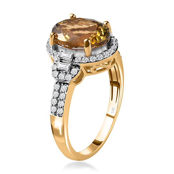 Shop Lc Luxoro Premium Golden Tanzanite And G-H I3 Diamond 2.86 Ctw Ring In 14K Yellow Gold