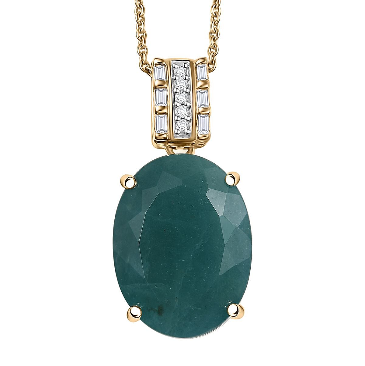 shop lc Luxoro Premium Grandidierite and Diamond I2 10.00 ctw Verdant Elegance Pendant Necklace in 10K Yellow Gold 20 Inches
