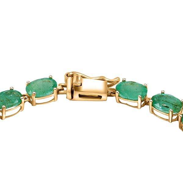 Shop Lc Luxoro Premium Kagem Zambian Emerald 8.40 Ctw Bracelet In 10K Yellow Gold (6.50 In)