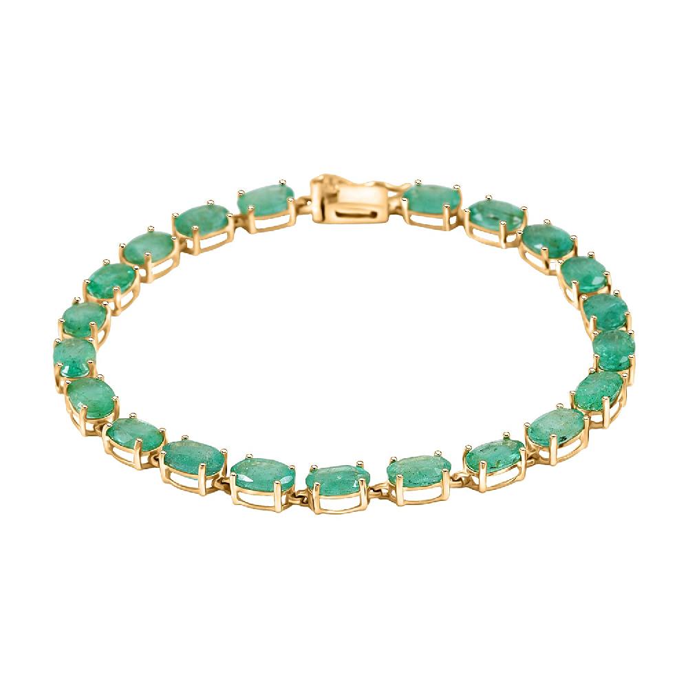 shop lc Luxoro Premium Kagem Zambian Emerald 8.40 ctw Bracelet in 10K Yellow Gold (6.50 In)