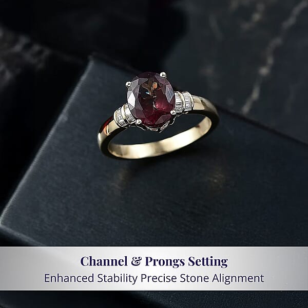 Shop Lc Luxoro Premium Madagascar Color Change Garnet And I2 Diamond 2.90 Ctw Roayl Elegance Ring In 10K Yellow Gold