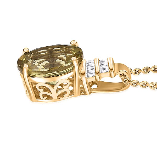 Shop Lc Luxoro Premium Madagascar Yellow Apatite And Diamond G-H I2 5.50 Ctw Pendant Necklace In 10K Yellow Gold 20 Inches