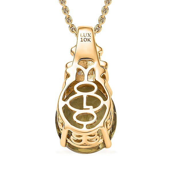 Shop Lc Luxoro Premium Madagascar Yellow Apatite And Diamond G-H I2 5.50 Ctw Pendant Necklace In 10K Yellow Gold 20 Inches
