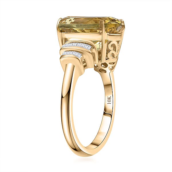Shop Lc Luxoro Premium Madagascar Yellow Apatite And Diamond G-H I2 6.90 Ctw Ring In 10K Yellow Gold