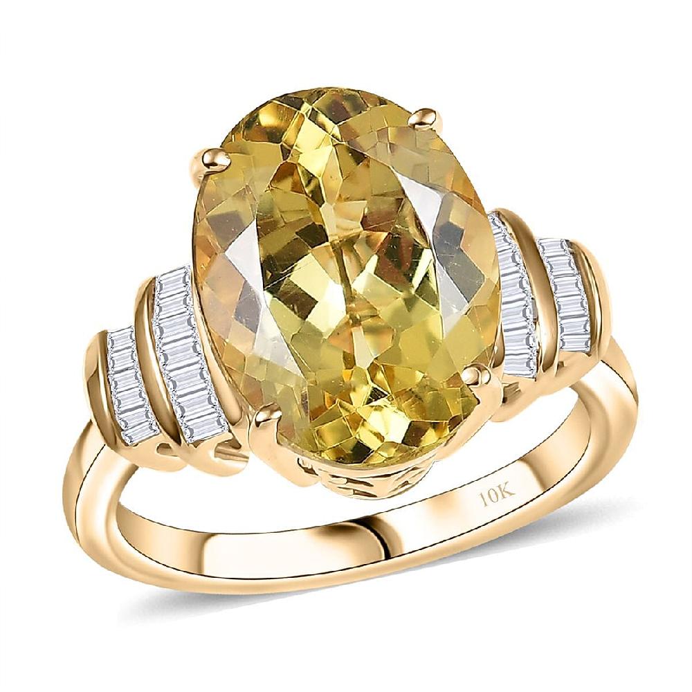 shop lc Luxoro Premium Madagascar Yellow Apatite and Diamond G-H I2 6.90 ctw Ring in 10K Yellow Gold