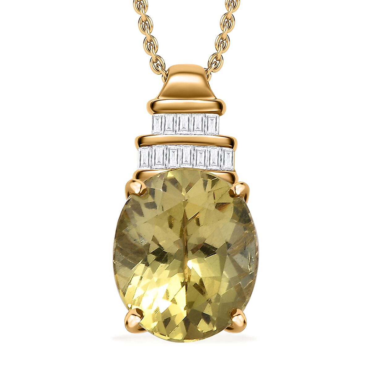 shop lc Luxoro Premium Madagascar Yellow Apatite and Diamond G-H I2 5.50 ctw Pendant Necklace in 10K Yellow Gold 20 Inches