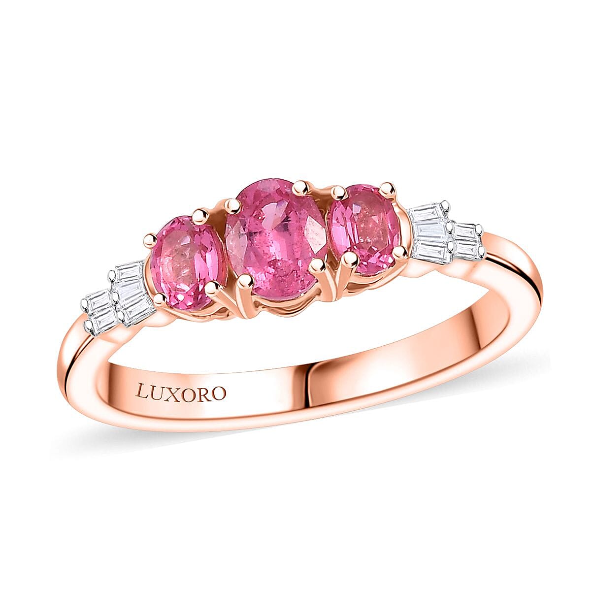 shop lc Luxoro Premium Mahenge Spinel and G-H I2 Diamond 0.90 ctw Ballerina Ring in 10K Rose Gold (Del. In 10-12 Days)