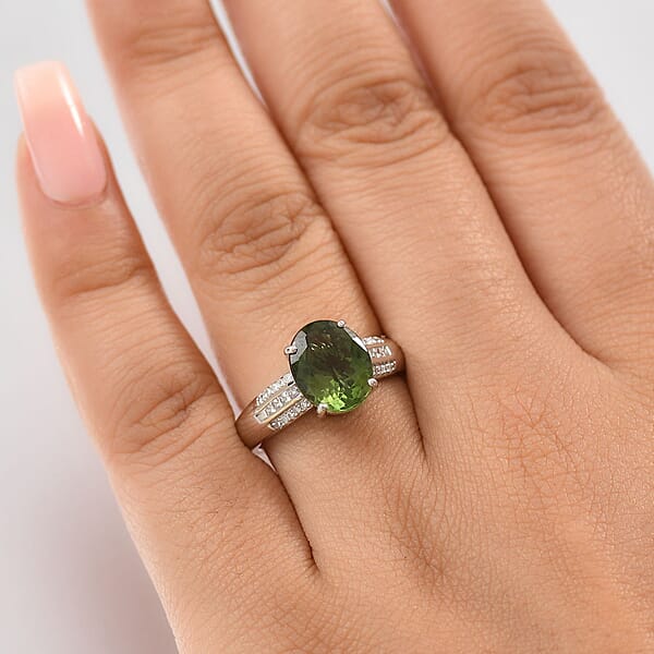 Shop Lc Luxoro Premium Malagasy Pine Apatite And I2 Diamond 3.75 Ctw Whispers Of Majesty Ring In 10K White Gold