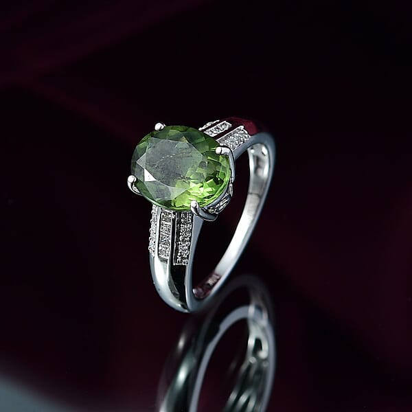 Shop Lc Luxoro Premium Malagasy Pine Apatite And I2 Diamond 3.75 Ctw Whispers Of Majesty Ring In 10K White Gold