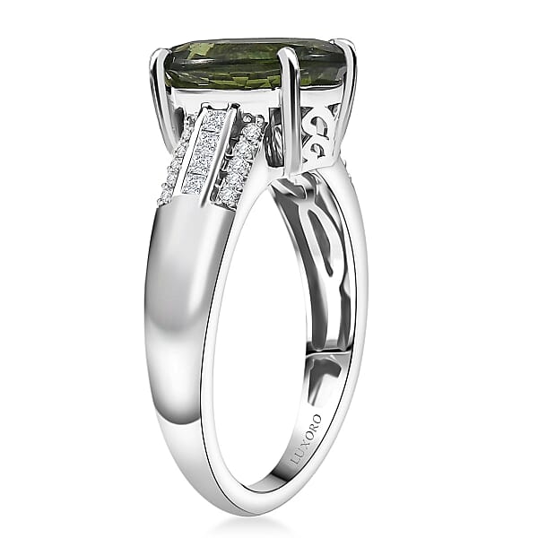 Shop Lc Luxoro Premium Malagasy Pine Apatite And I2 Diamond 3.75 Ctw Whispers Of Majesty Ring In 10K White Gold