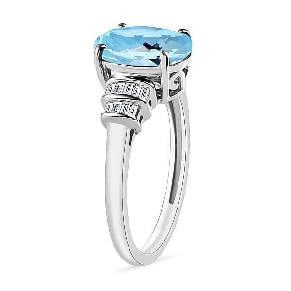Shop Lc Luxoro Premium Mangoro Aquamarine And G-H I1 Diamond 2.50 Ctw Ring In 14K White Gold (Del. In 10-12 Days)