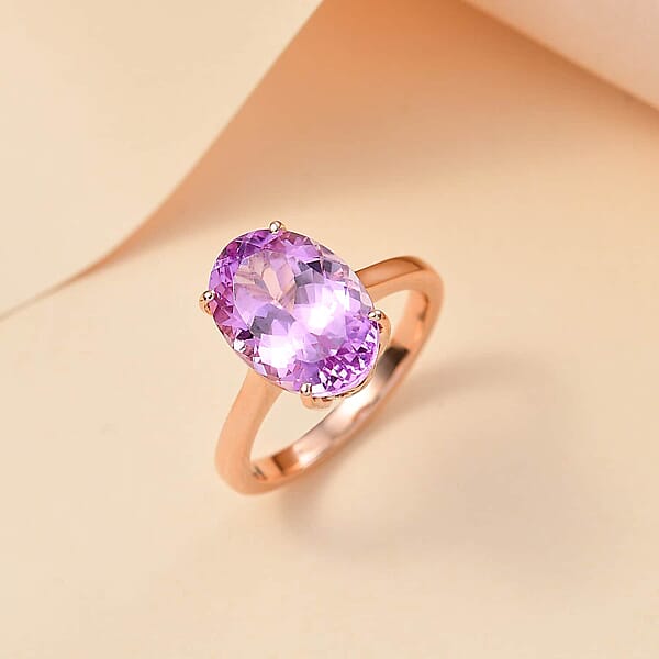 Shop Lc Luxoro Premium Martha Rocha Kunzite 7.45 Ctw Solitaire Ring In 10K Rose Gold