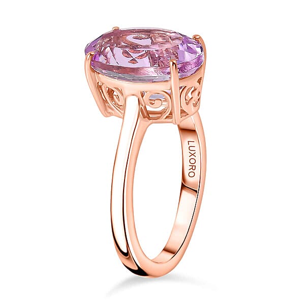Shop Lc Luxoro Premium Martha Rocha Kunzite 7.45 Ctw Solitaire Ring In 10K Rose Gold
