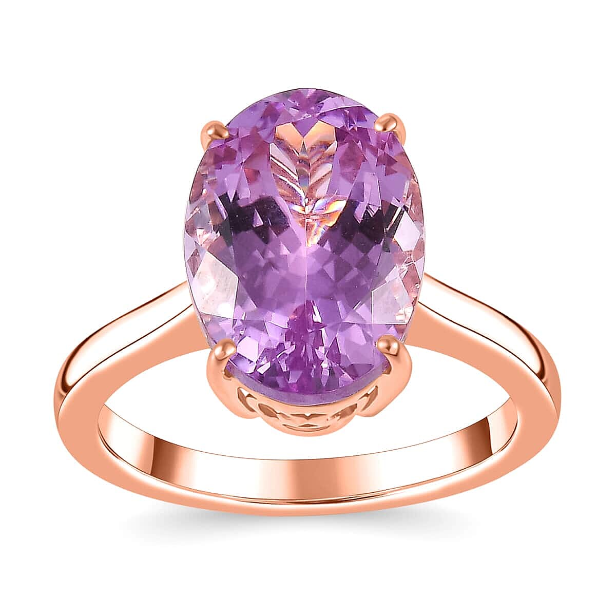 shop lc Luxoro Premium Martha Rocha Kunzite 7.45 ctw Solitaire Ring in 10K Rose Gold