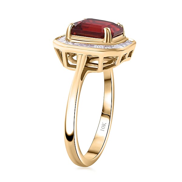Shop Lc Luxoro Premium Mexican Cherry Fire Opal And G-H I3 Diamond 1.90 Ctw Ring In 10K Yellow Gold