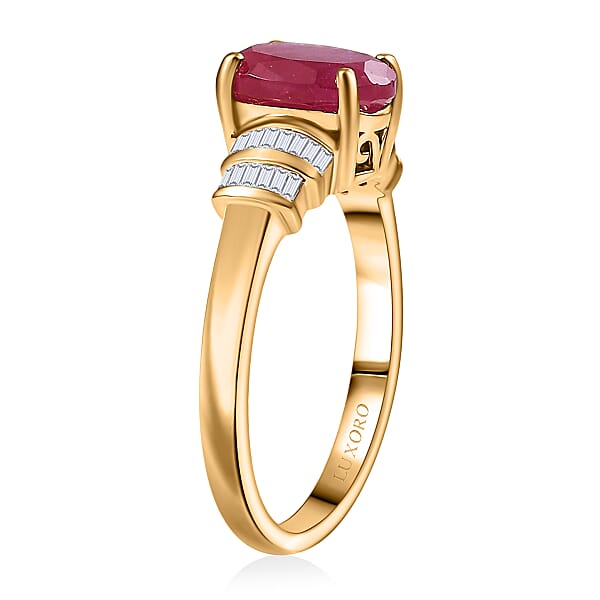 Shop Lc Luxoro Premium Montepuez Ruby And I2 Diamond 2.80 Ctw Dynasty Deco Ring In 10K Yellow Gold