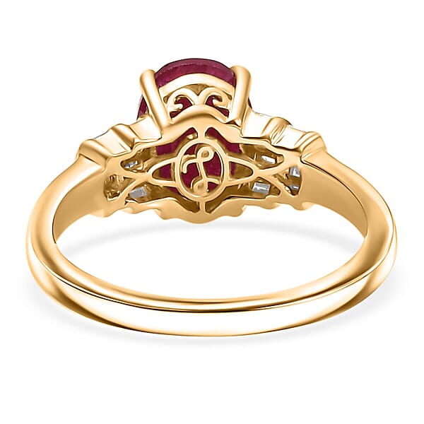 Shop Lc Luxoro Premium Montepuez Ruby And I2 Diamond 2.80 Ctw Dynasty Deco Ring In 10K Yellow Gold