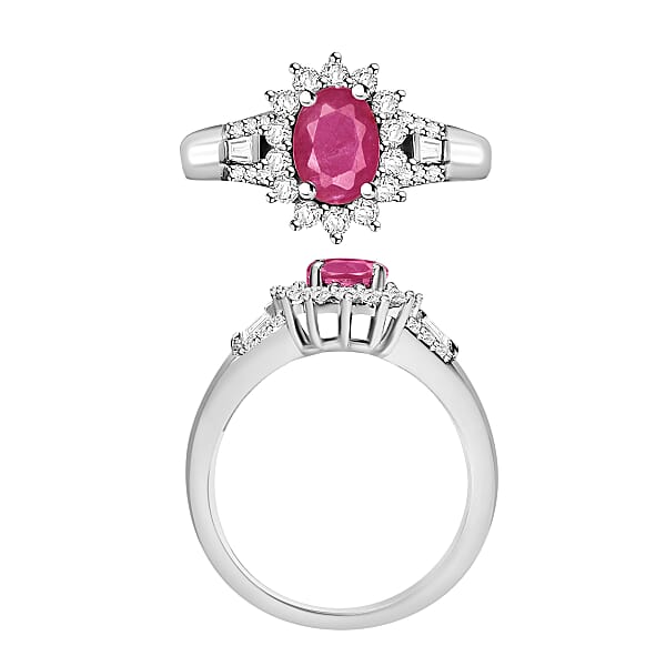 Shop Lc Luxoro Premium Mozambique Ruby And G-H I1 Diamond 1.50 Ctw Ring In 14K White Gold (Del. In 10-12 Days)
