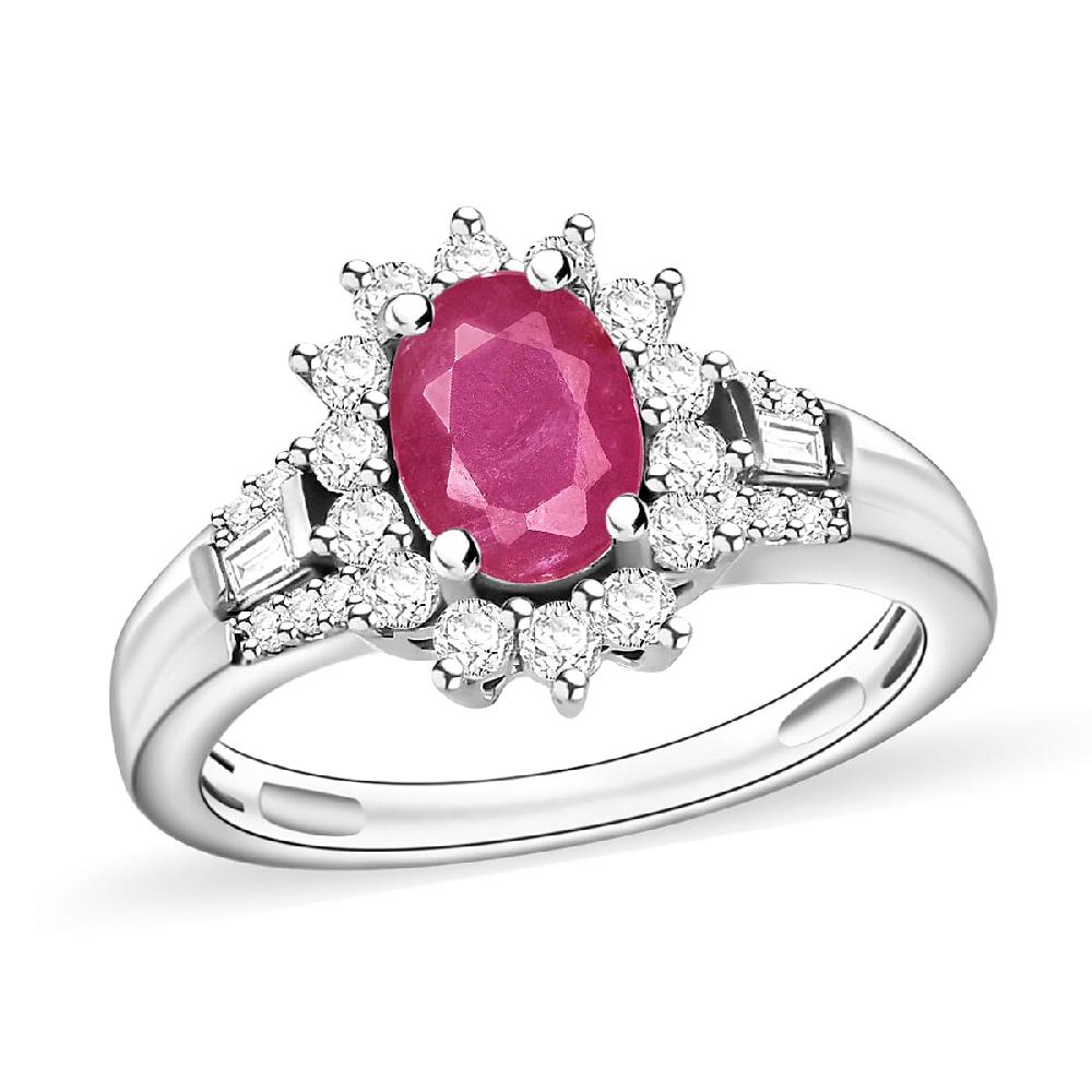 shop lc Luxoro Premium Mozambique Ruby and G-H I1 Diamond 1.50 ctw Ring in 14K White Gold (Del. in 10-12 Days)