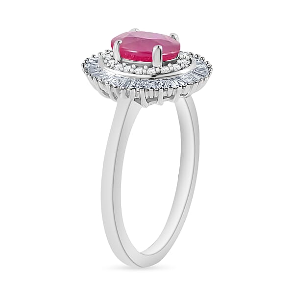 Shop Lc Luxoro Premium Mozambique Ruby And G-H I2 Diamond 1.33 Ctw Ring In 14K White Gold (Del. In 10-12 Days)