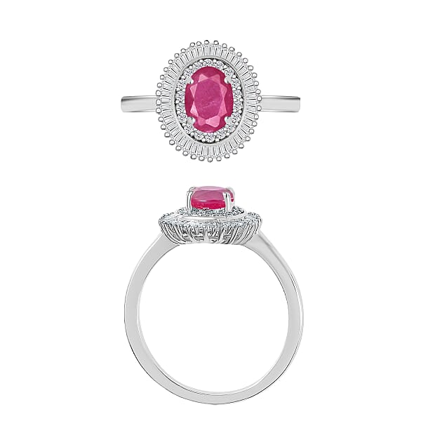 Shop Lc Luxoro Premium Mozambique Ruby And G-H I2 Diamond 1.33 Ctw Ring In 14K White Gold (Del. In 10-12 Days)