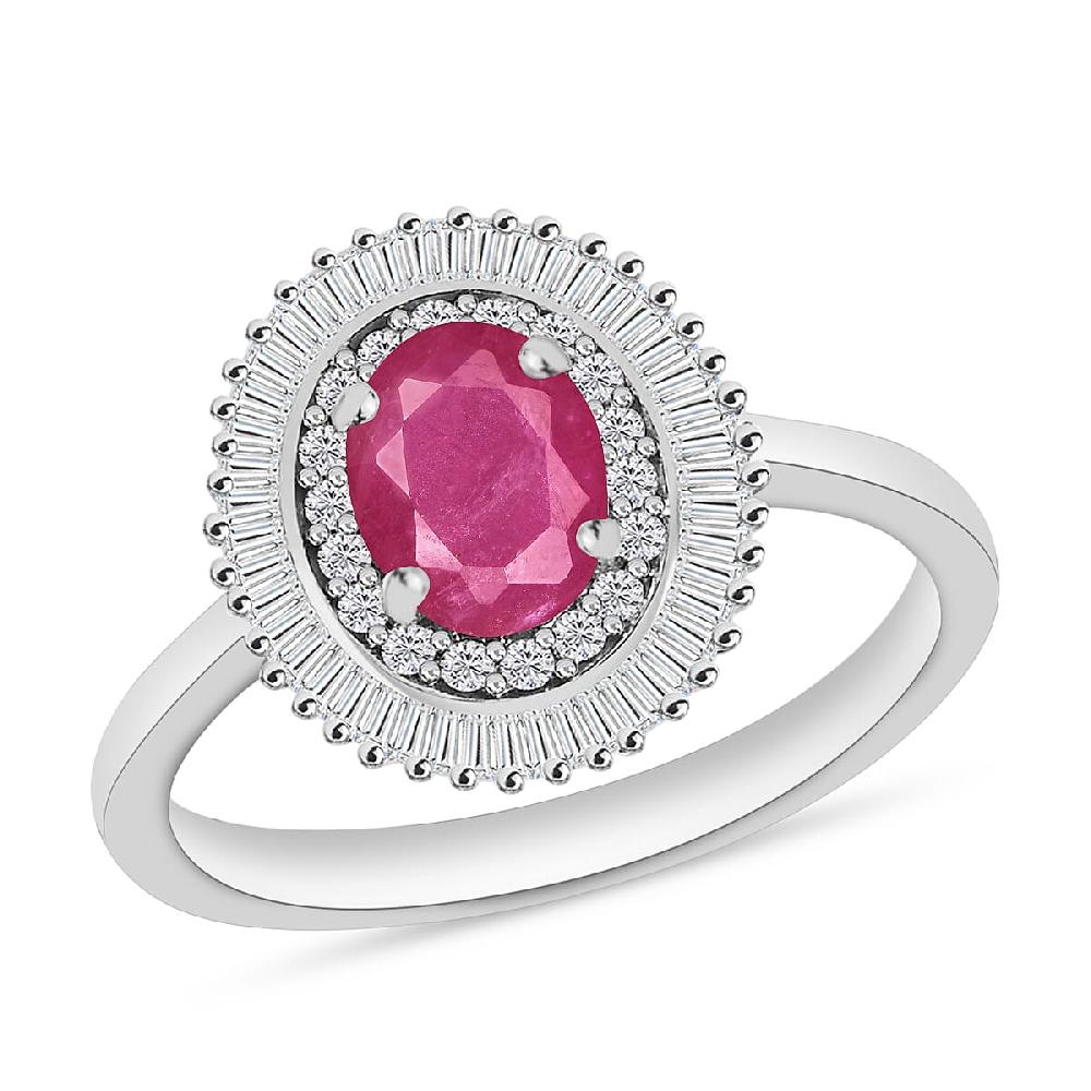 shop lc Luxoro Premium Mozambique Ruby and G-H I2 Diamond 1.33 ctw Ring in 14K White Gold (Del. in 10-12 Days)