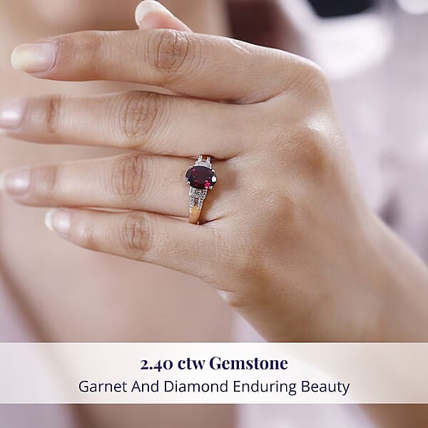 Shop Lc Luxoro Premium Orissa Rhodolite Garnet And I2 Diamond 2.40 Ctw Ring In 10K Rose Gold
