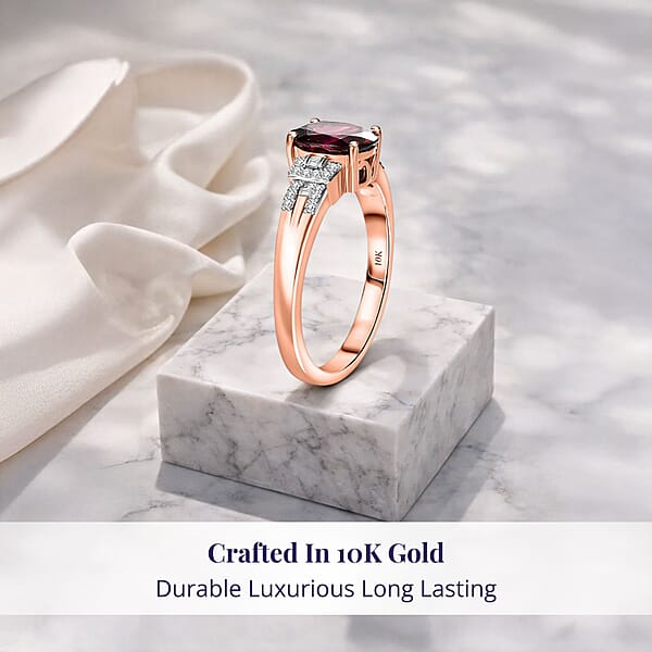 Shop Lc Luxoro Premium Orissa Rhodolite Garnet And I2 Diamond 2.40 Ctw Ring In 10K Rose Gold