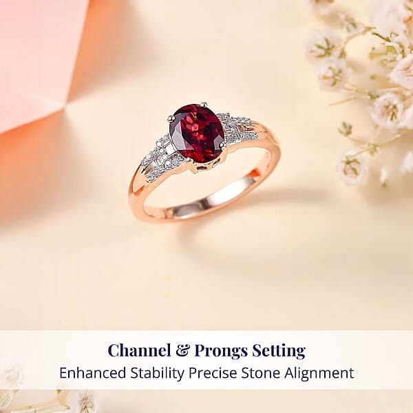 Shop Lc Luxoro Premium Orissa Rhodolite Garnet And I2 Diamond 2.40 Ctw Ring In 10K Rose Gold