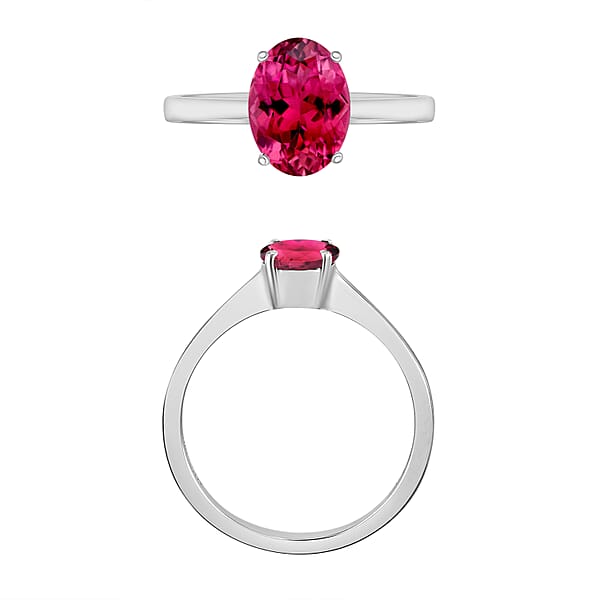Shop Lc Luxoro Premium Ouro Fino Rubellite 1.30 Ctw Solitaire Ring In 14K White Gold 4 Grams (Del. In 10-12 Days)
