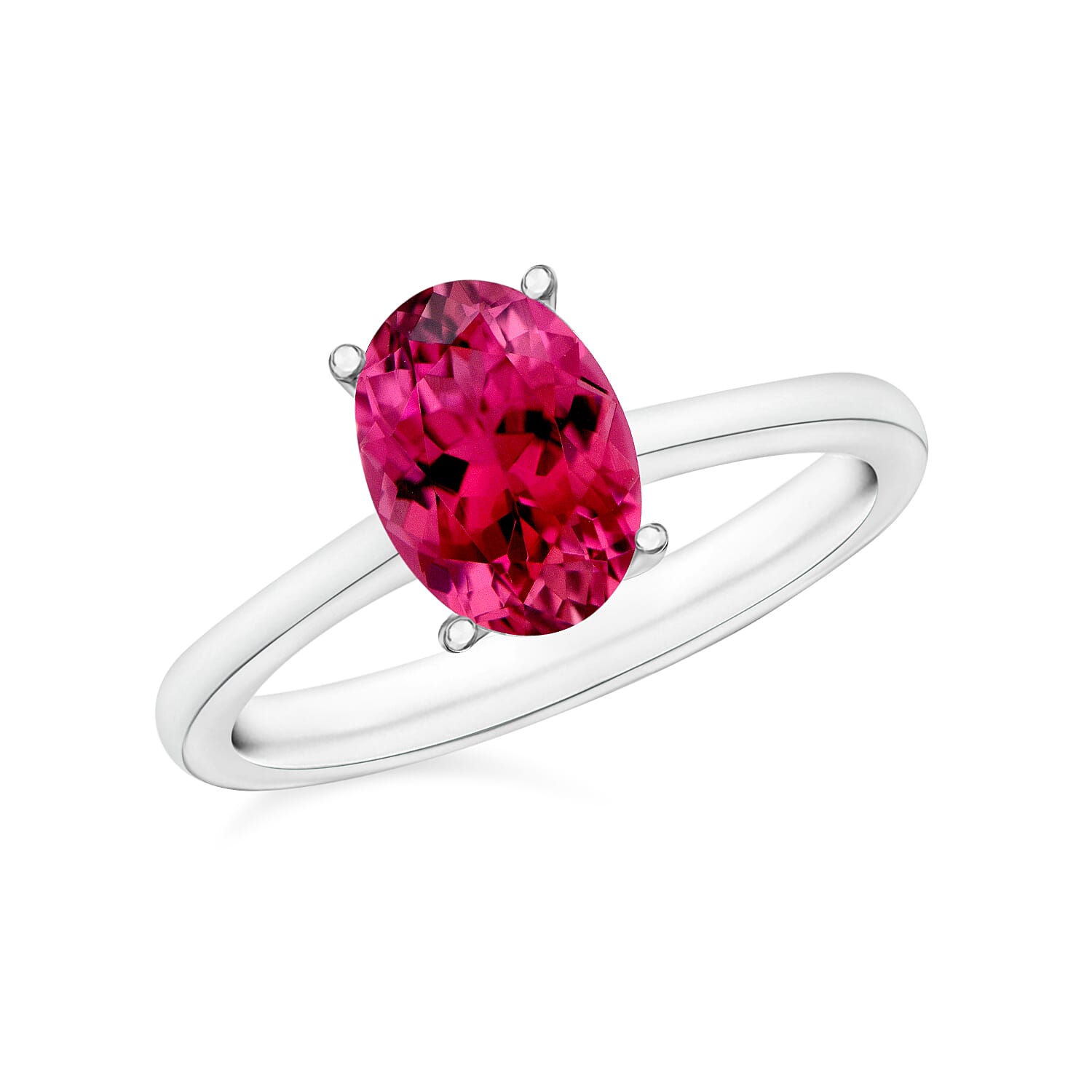 shop lc Luxoro Premium Ouro Fino Rubellite 1.30 ctw Solitaire Ring in 14K White Gold 4 Grams (Del. in 10-12 Days)