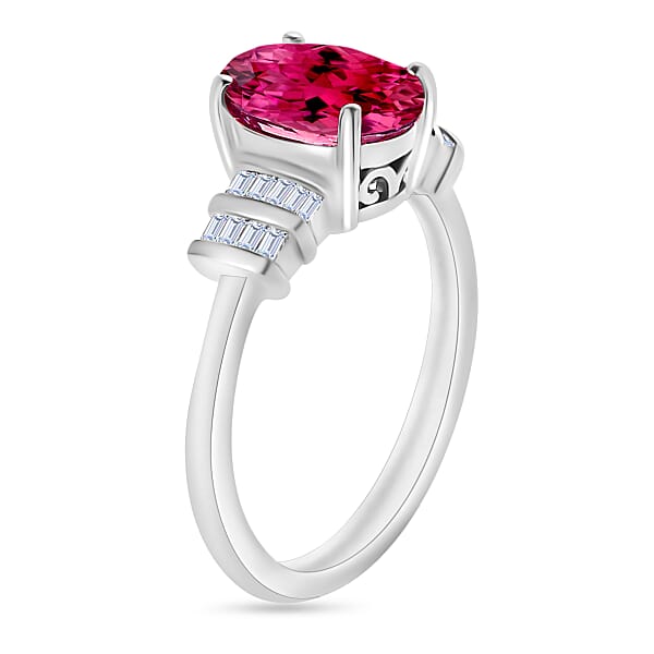 Shop Lc Luxoro Premium Ouro Fino Rubellite And G-H I1 Diamond 2.50 Ctw Ring In 14K White Gold (Del. In 10-12 Days)