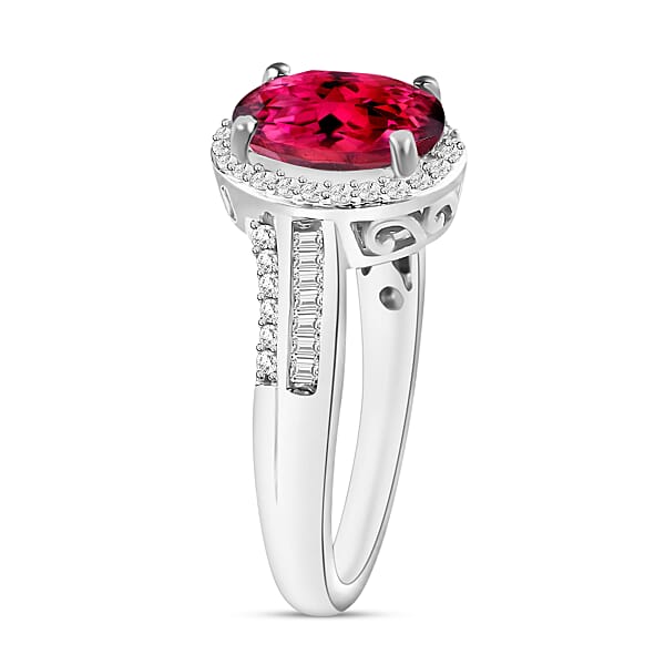 Shop Lc Luxoro Premium Ouro Fino Rubellite And G-H I1 Diamond 2.68 Ctw Ring In 14K White Gold (Del. In 10-12 Days)