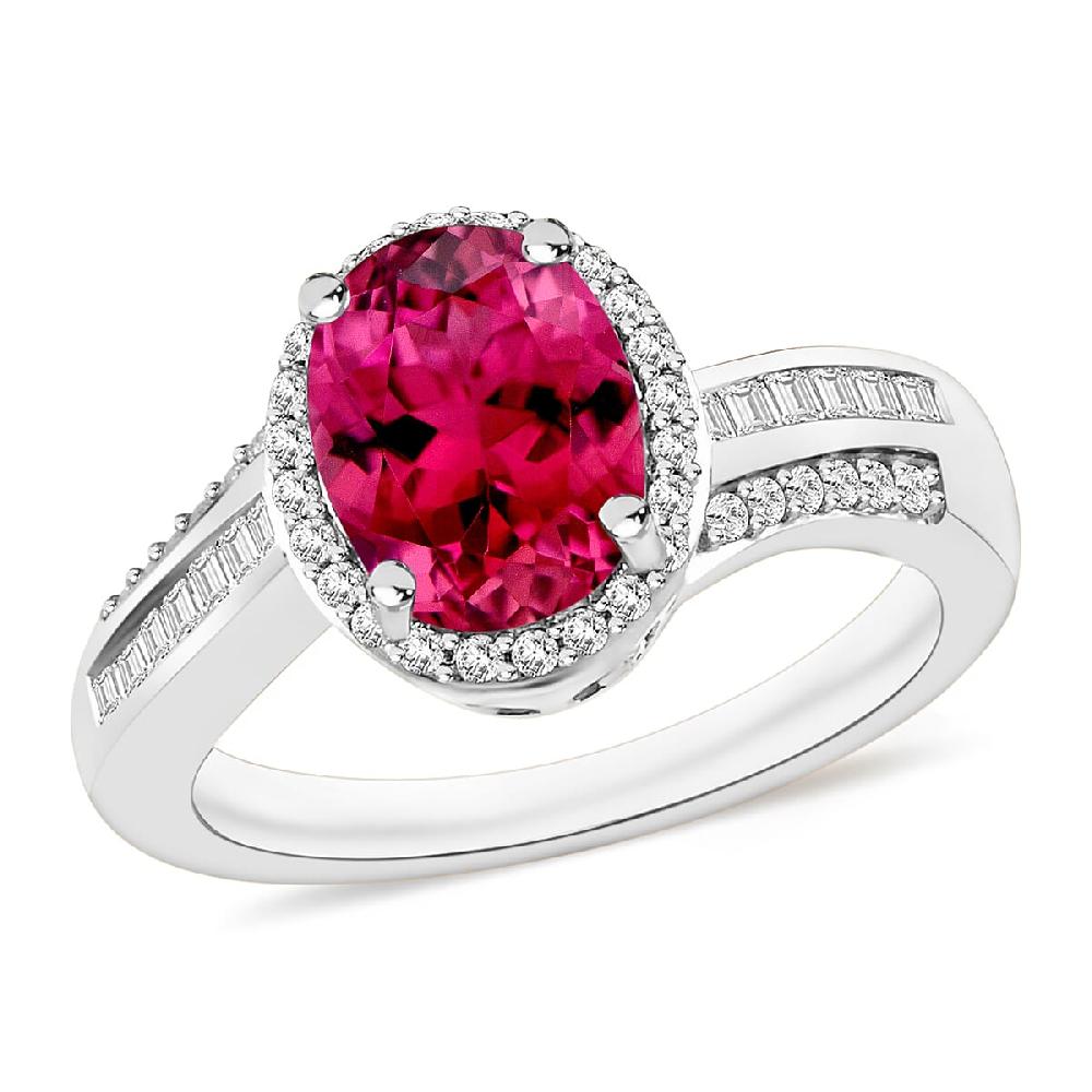shop lc Luxoro Premium Ouro Fino Rubellite and G-H I1 Diamond 2.68 ctw Ring in 14K White Gold (Del. in 10-12 Days)