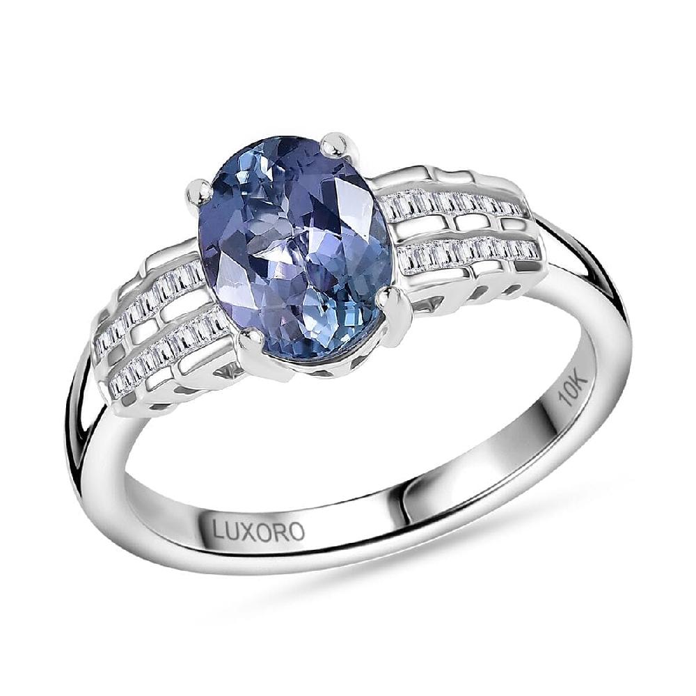 shop lc Luxoro Premium Peacock Tanzanite and White Diamond 2.00 ctw Ring in 10K White Gold (Size 8.5)