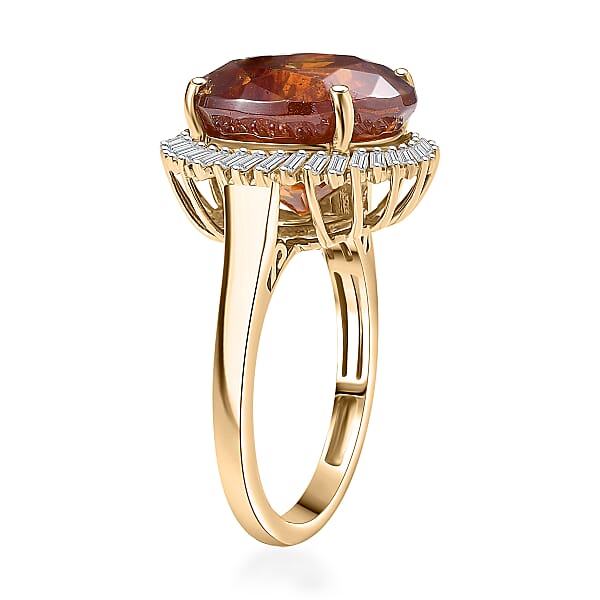Shop Lc Luxoro Premium Picos Altos Sphalerite And G-H I2 Diamond 8.75 Ctw Aurora Crown Ring In 10K Yellow Gold