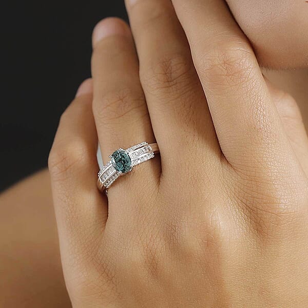 Shop Lc Luxoro Premium Pirineu Lagoon Tourmaline And G-H I2 Diamond 1.30 Ctw Azure Grace Ring In 10K White Gold