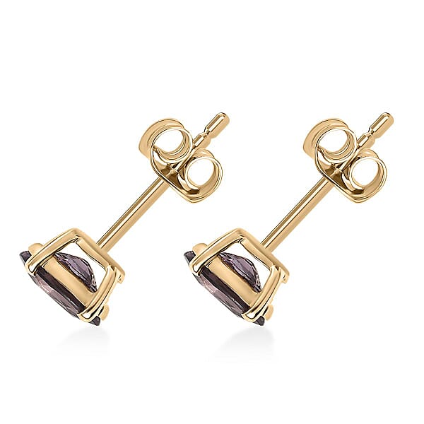 Shop Lc Luxoro Premium Royal Lavender Spinel 1.15 Ctw Solitaire Elegance Earrings In 10K Yellow Gold