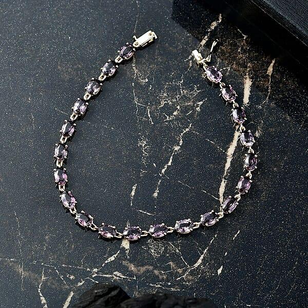 Shop Lc Luxoro Premium Royal Lavender Spinel 11.35 Ctw Majestic Link Bracelet In 10K Yellow Gold (7.25 In)
