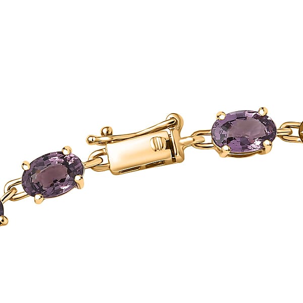 Shop Lc Luxoro Premium Royal Lavender Spinel 11.35 Ctw Majestic Link Bracelet In 10K Yellow Gold (7.25 In)