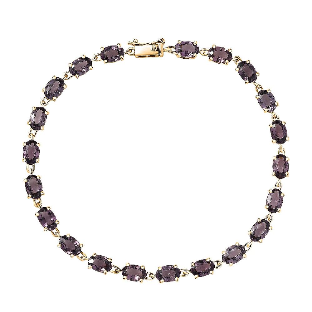 shop lc Luxoro Premium Royal Lavender Spinel 11.35 ctw Majestic Link Bracelet in 10K Yellow Gold (7.25 In)