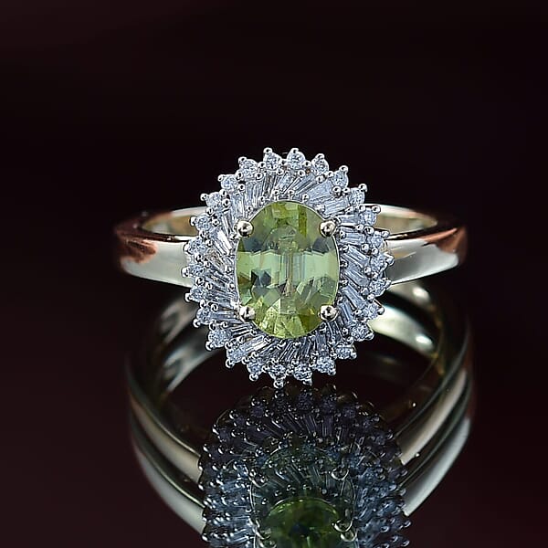 Shop Lc Luxoro Premium Sava Sphene And I2 Diamond 1.70 Ctw Ring In 10K Yellow Gold