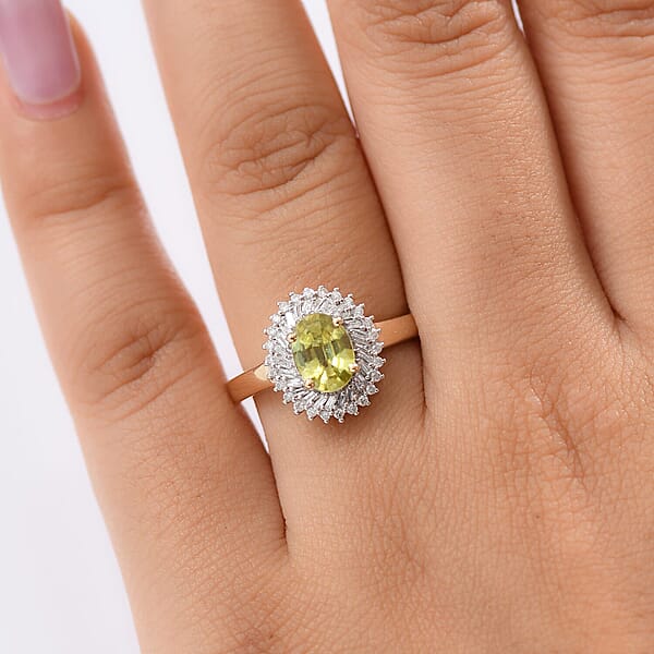 Shop Lc Luxoro Premium Sava Sphene And I2 Diamond 1.70 Ctw Ring In 10K Yellow Gold