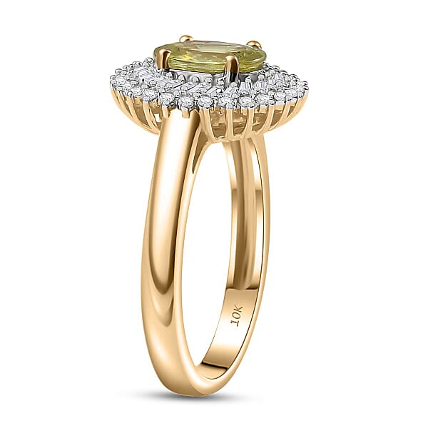 Shop Lc Luxoro Premium Sava Sphene And I2 Diamond 1.70 Ctw Ring In 10K Yellow Gold