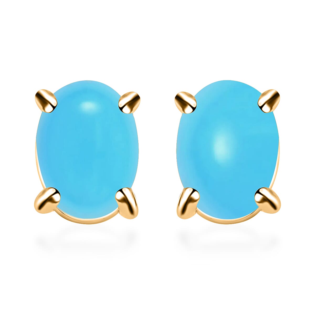 shop lc Luxoro Premium Sleeping Beauty Turquoise 1.75 ctw Solitaire Stud Earrings in 14K Yellow Gold