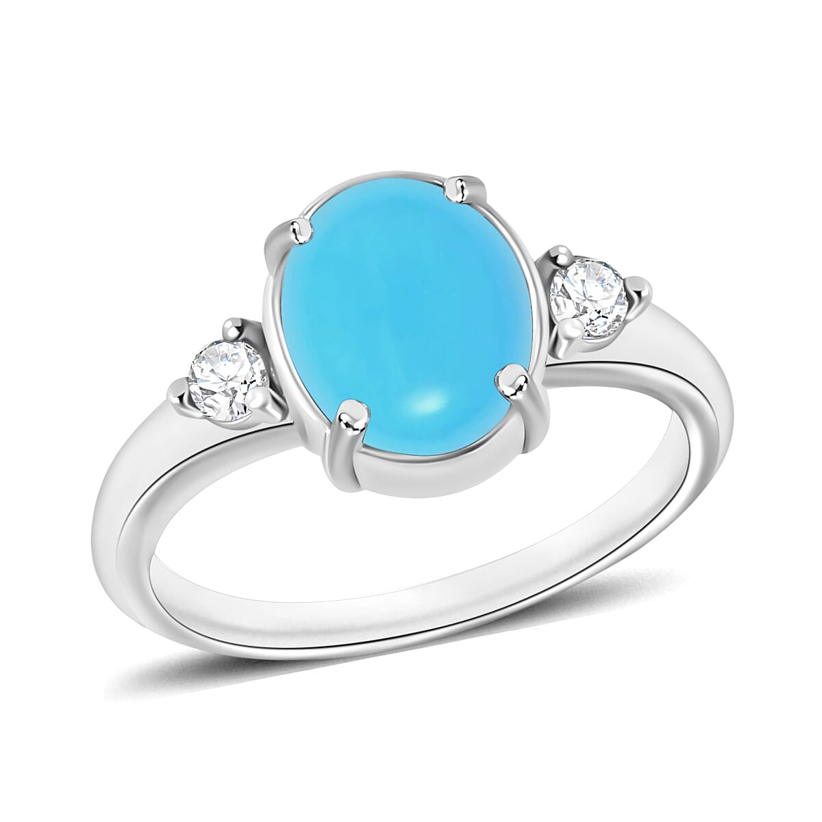 shop lc Luxoro Premium Sleeping Beauty Turquoise and G-H I1-I2 Diamond 2.50 ctw Ring in 14K White Gold 4 Grams (Del. in 10-12 Days)