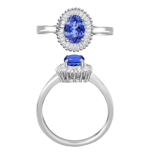 Shop Lc Luxoro Premium Tanzanite And G-H I1 Diamond 1.00 Ctw Ring In 14K White Gold (Del. In 10-12 Days)