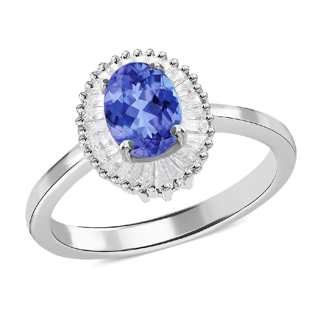 shop lc Luxoro Premium Tanzanite and G-H I1 Diamond 1.00 ctw Ring in 14K White Gold (Del. in 10-12 Days)